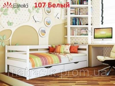 Ліжко дерев'яне Нота 80х190 Масив бука, Стандарт (ламелі через 4см), 107 (білий) 1620535461 фото