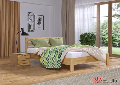 Ліжко дерев'яне Рената Люкс 120х200 Полуторковий щит з високою спинкою з лаковим покриттям 1267095617 фото