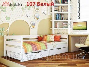 Кровать деревянная Нота 80х190 Буковый щит, Стандарт (ламели через 4см), 107 (белый) 1620535445 фото