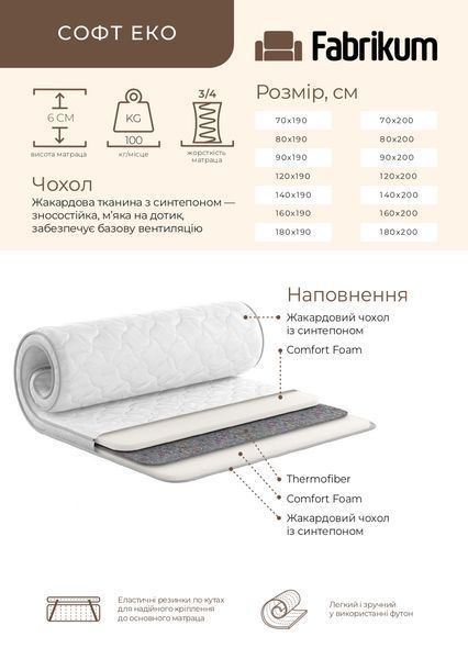 Топпер Софт Эко 180x190 260408189 фото