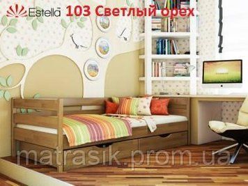 Кровать деревянная Нота 80х190 Буковый щит, Усиленный (ламели через 2,5см), 103 (орех светлый) 1620535457 фото