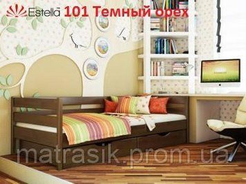 Кровать деревянная Нота 80х190 Буковый щит, Усиленный (ламели через 2,5см), 101 (орех темный) 1620535459 фото